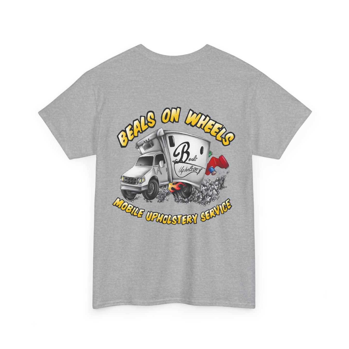 "Beals On Wheels" Unisex Heavy Cotton Tee (Black Front Logo)