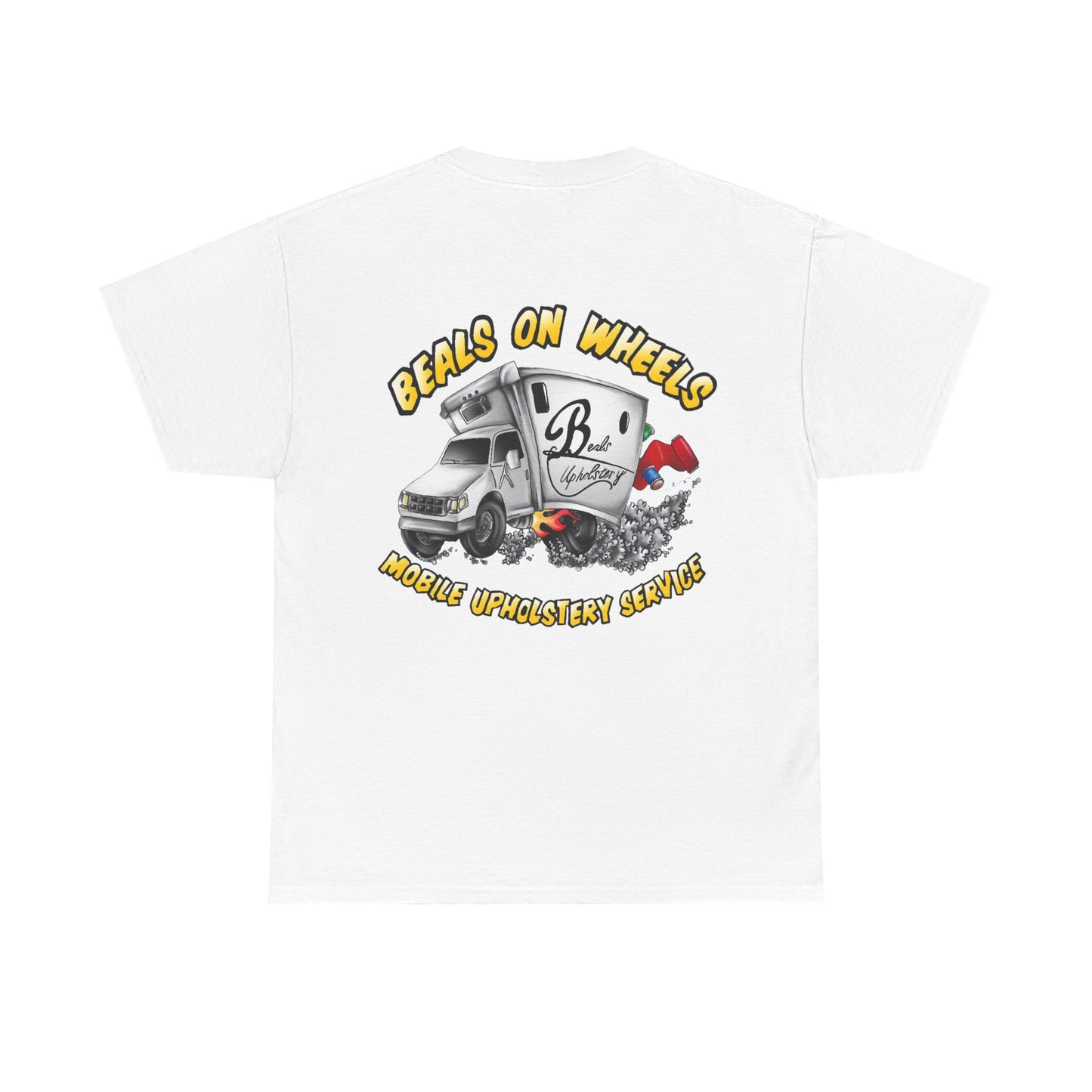 "Beals On Wheels" Unisex Heavy Cotton Tee (Black Front Logo)