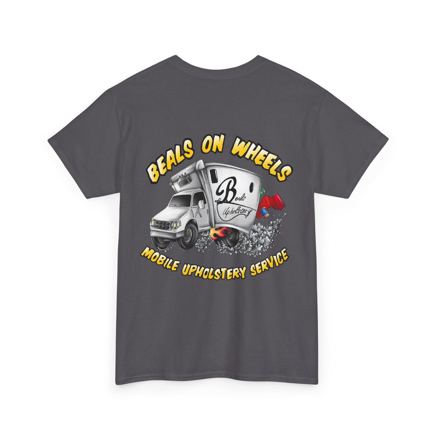 "Beals on wheels" Unisex Heavy Cotton Tee (White front logo)