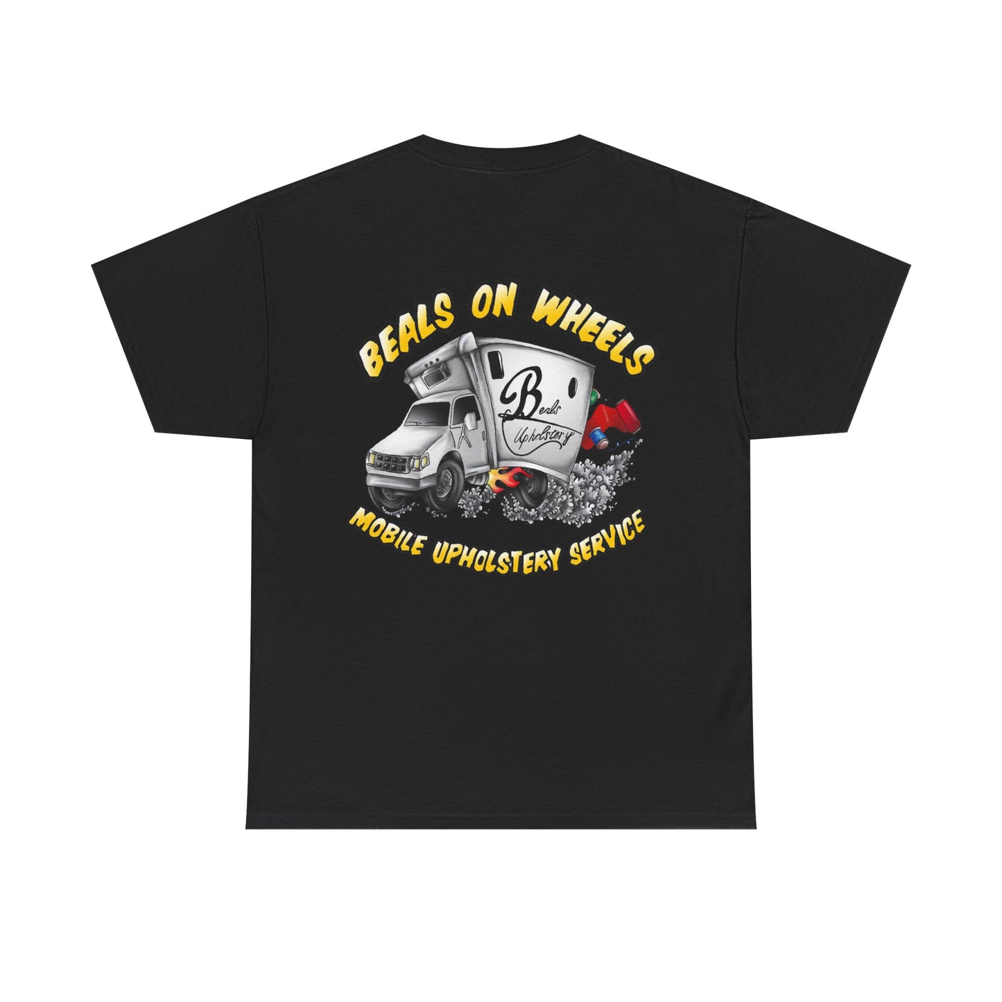 "Beals on wheels" Unisex Heavy Cotton Tee (White front logo)