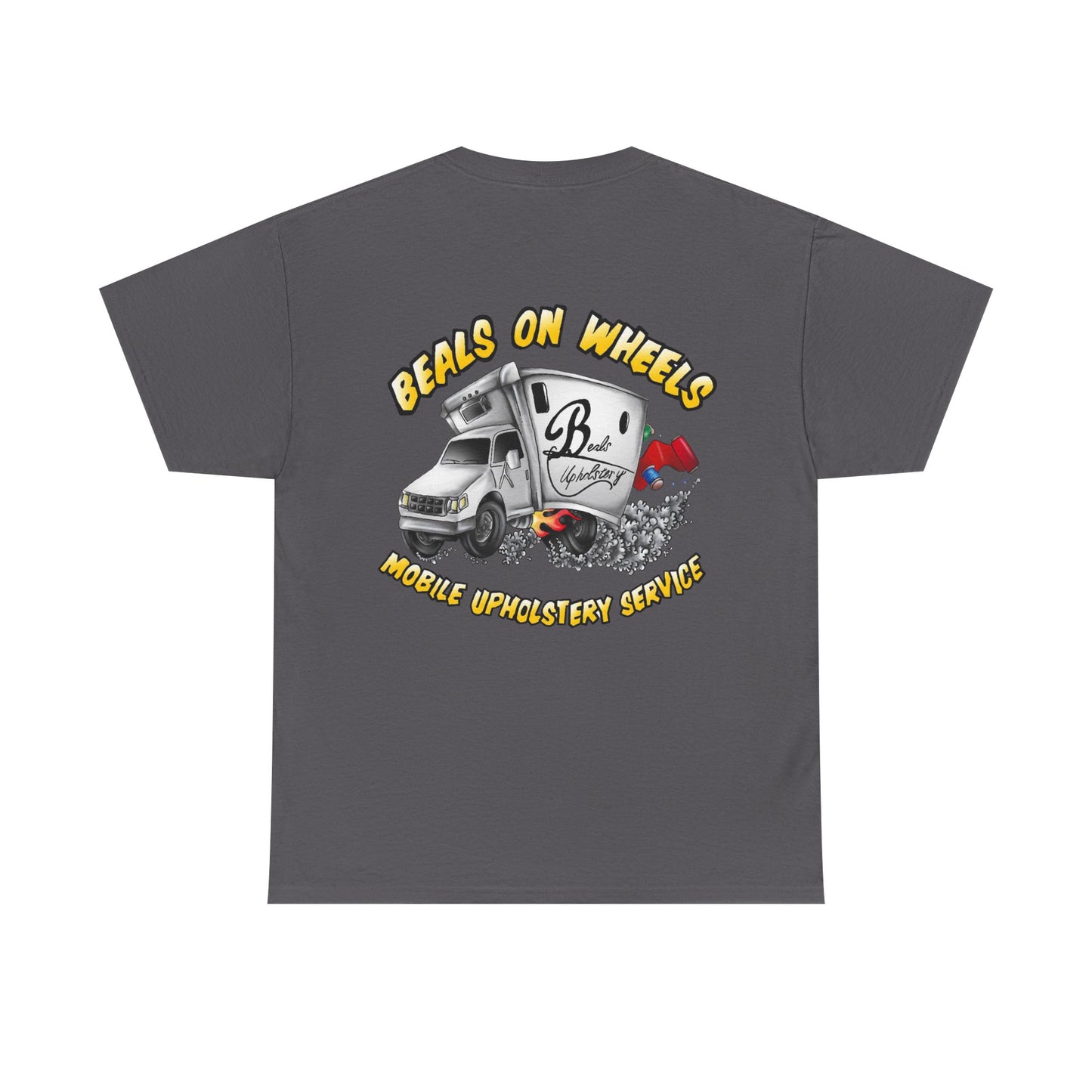 "Beals on wheels" Unisex Heavy Cotton Tee (White front logo)