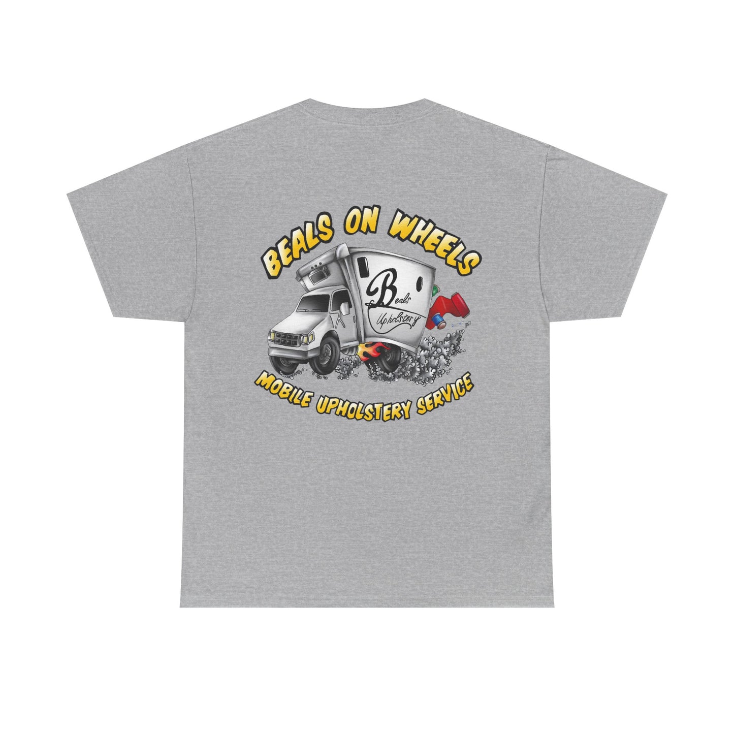 "Beals On Wheels" Unisex Heavy Cotton Tee (Black Front Logo)