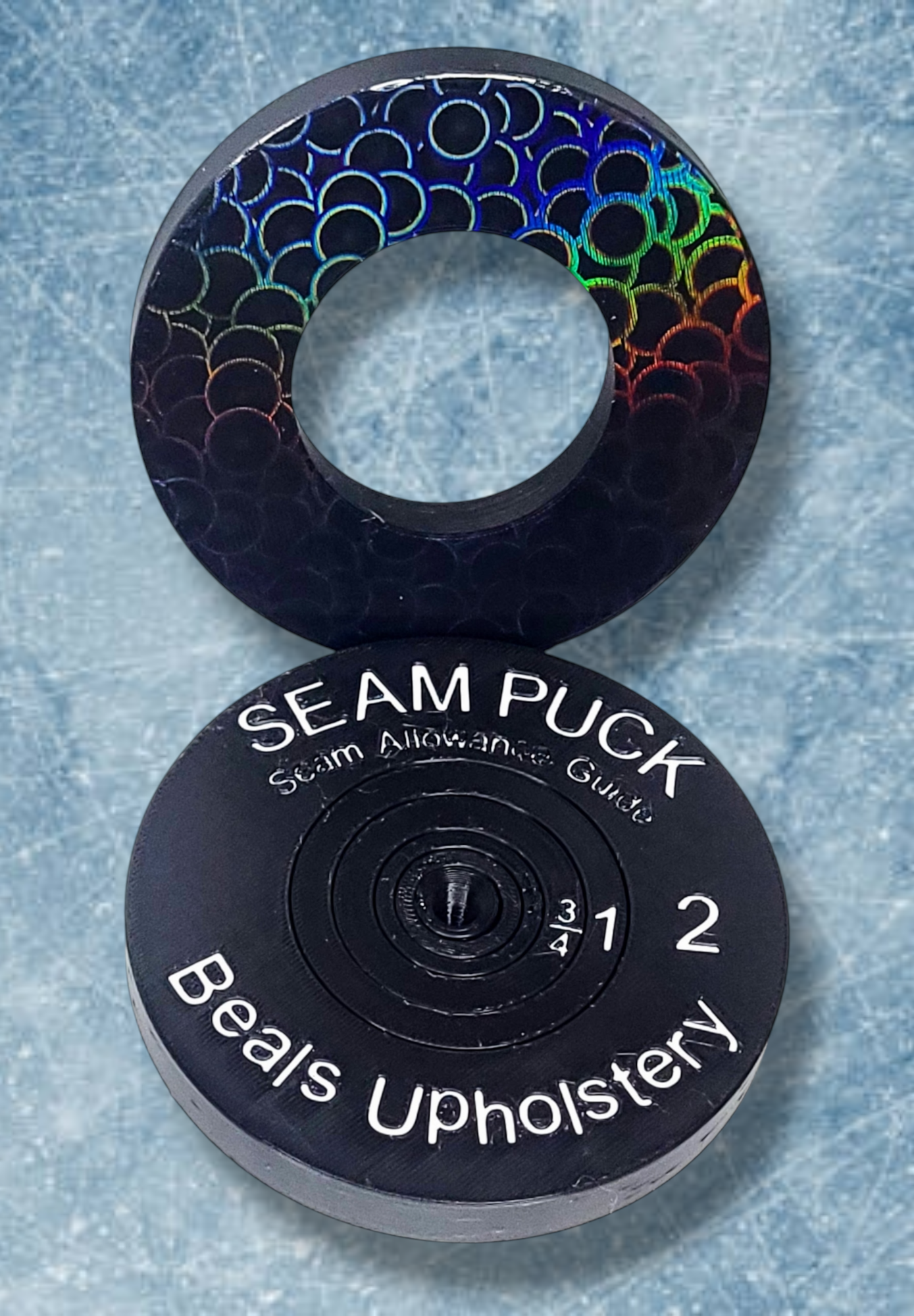 Black Ice Seam Puck (w/White Lettering)
