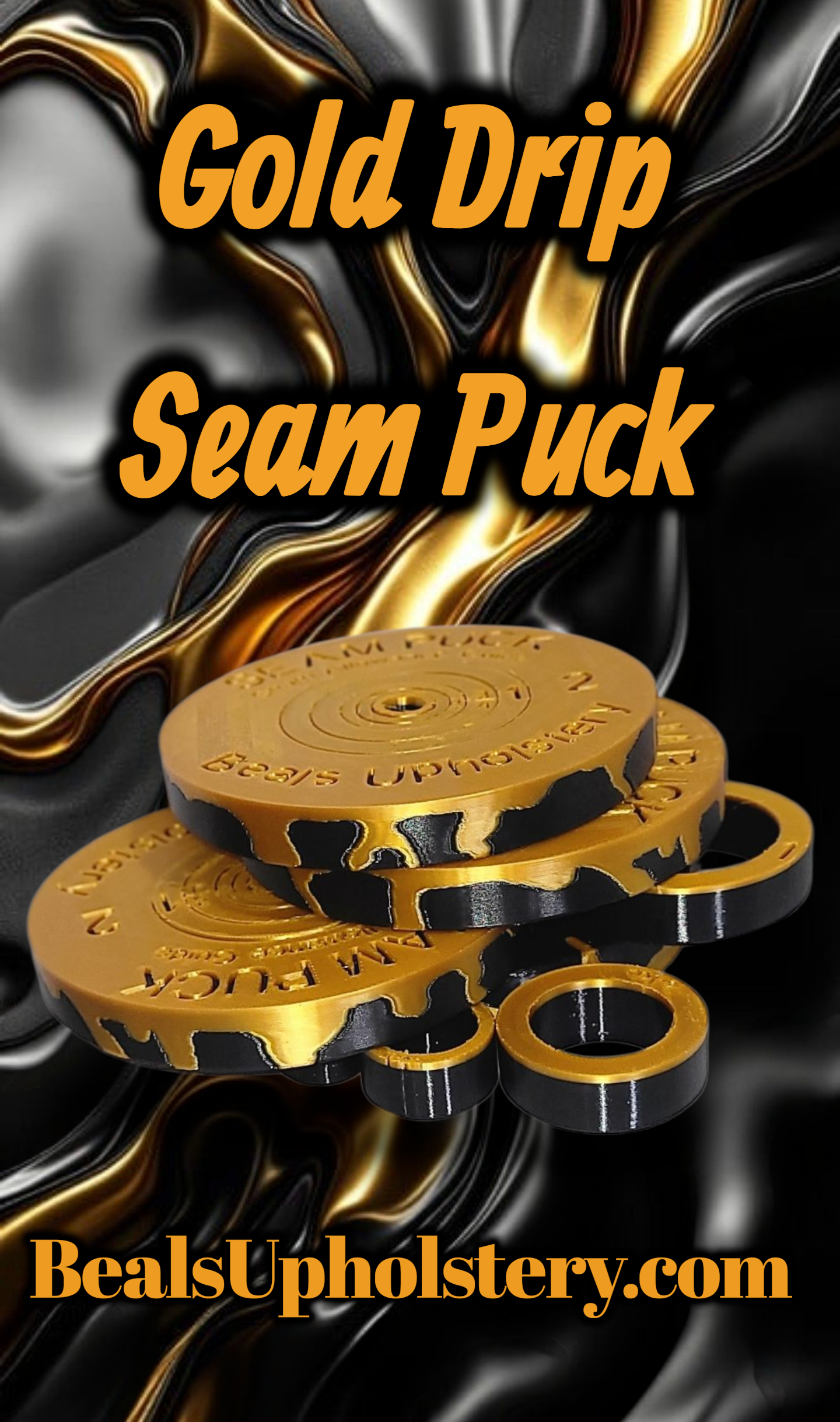 The Gold Drip Seam Puck (Black w/Gold Drip)