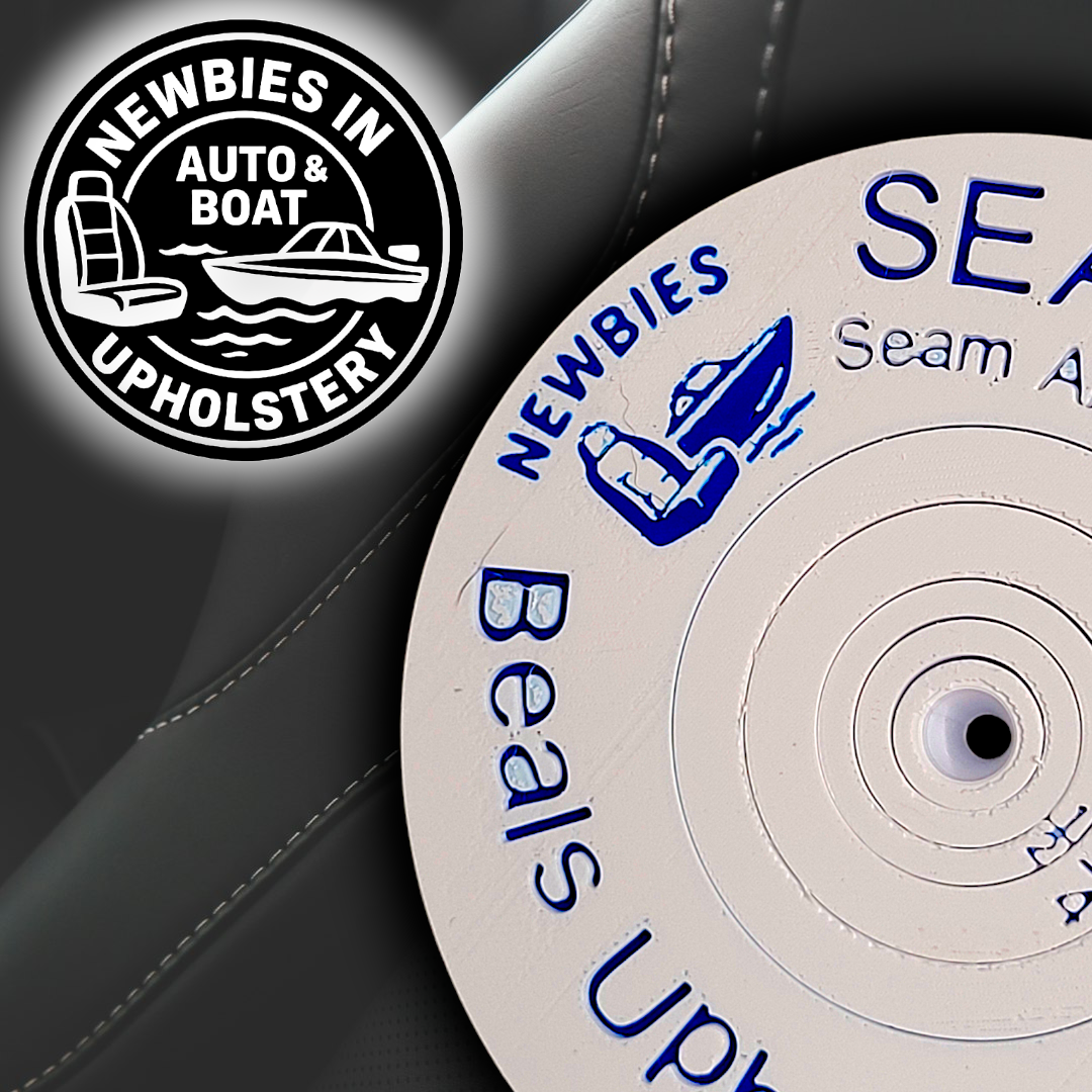 Newbies in Auto & Boat Upholstery Seam Puck (White & Blue w/Newbies' Logo)