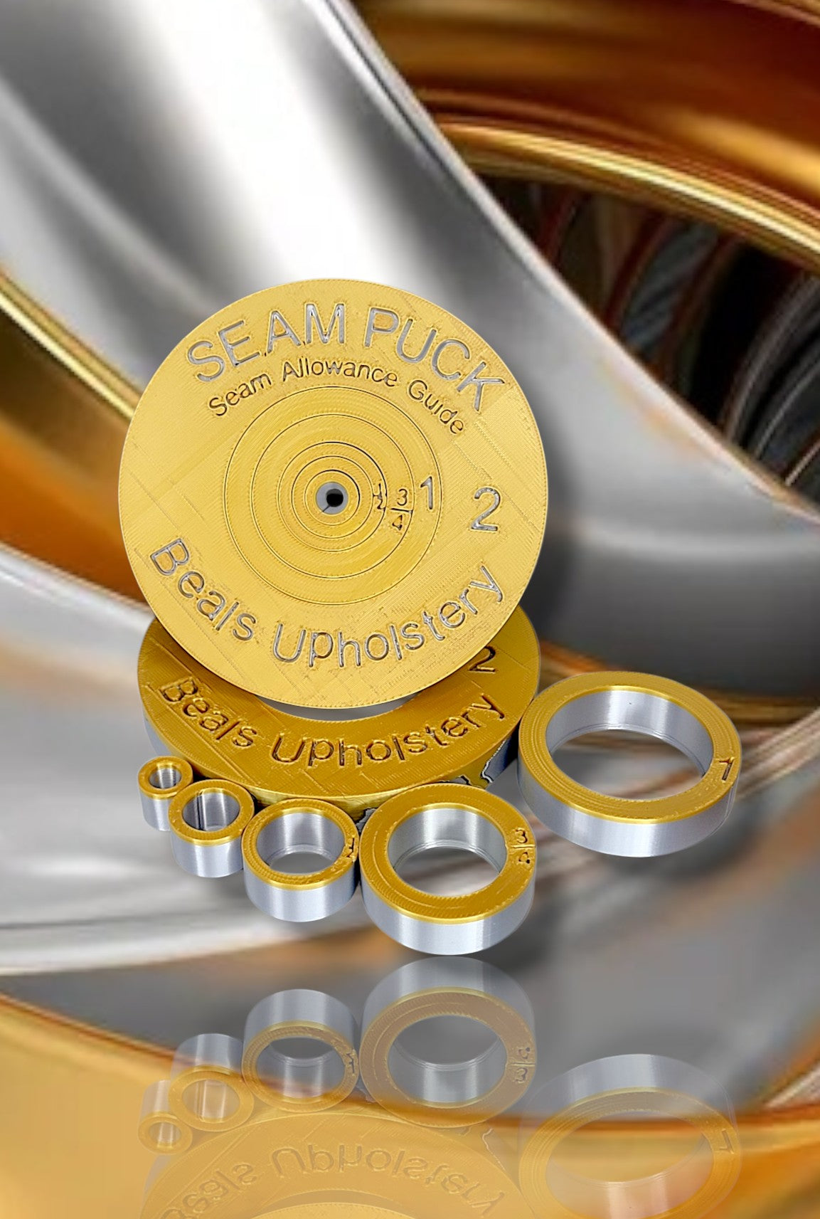 Silver & Gold Drip Seam Puck (Silver w/Gold Drip)