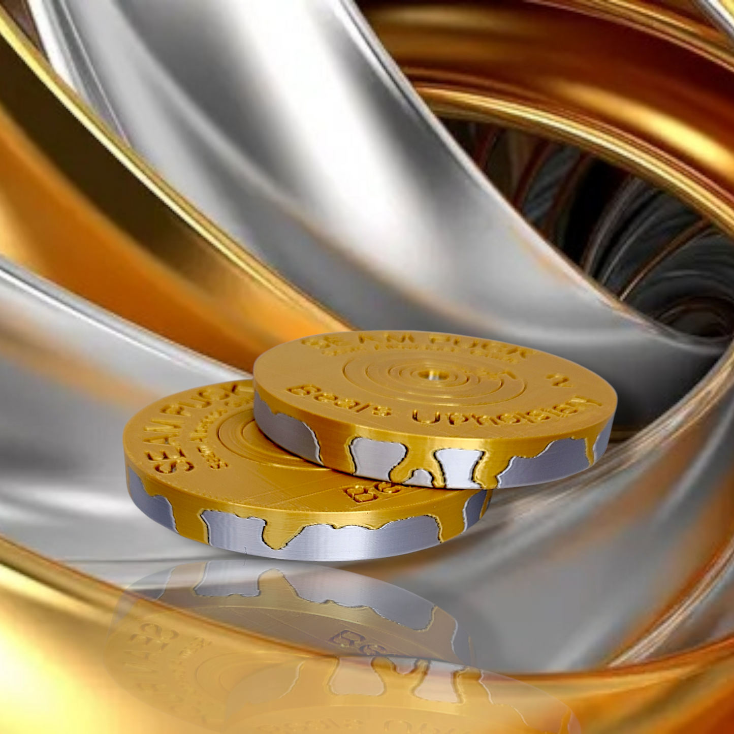 Silver & Gold Drip Seam Puck (Silver w/Gold Drip)