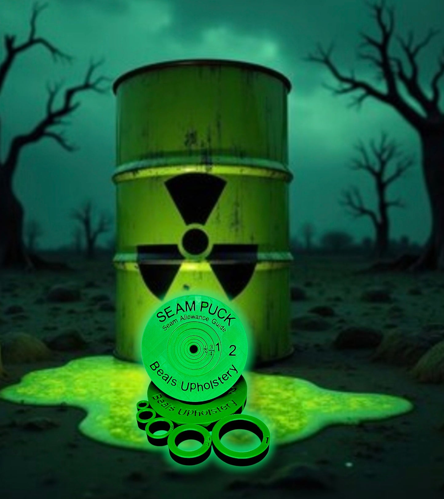 The Radioactive Glow in the Dark Seam Puck! (Black w/ Glow in the Dark Green)